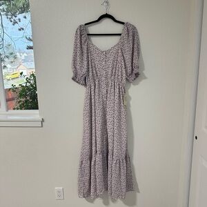 Elegant Lavender Floral Maxi Dress